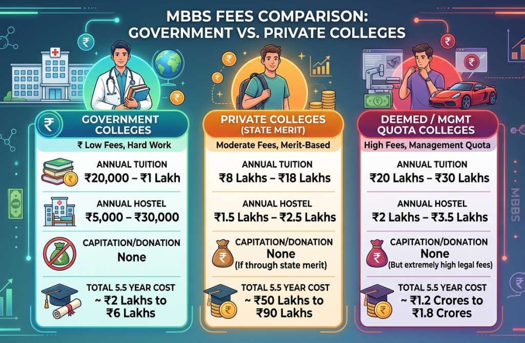 government mbbs vs private mbbs comparison 2026